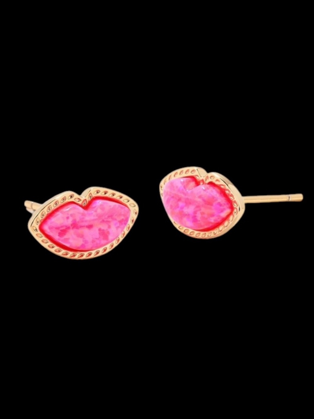Kendra Scott Lips Pink Kyocera Opal Gold Stud Earrings